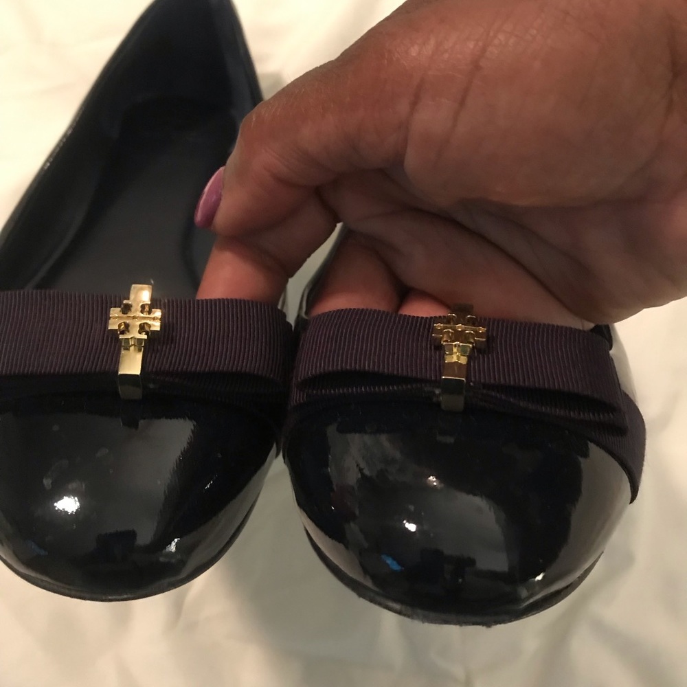Tory Burch Navy Blue Patent Flat, Size 9